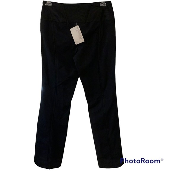 Cache Women’s Satin Trim Solid Black Novelty Pant Lace Up Detail Sz 10 NWT Flaw - Picture 2 of 10